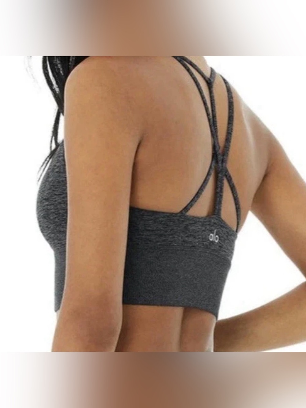 Alo Yoga Alosoft Lavish Sports Bra Size M Heather Gray EUC Athleisure Pilates - Picture 2 of 8